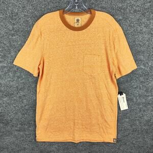 Ever Shirt Mens Medium Orange Heather Pocket Ringer Crewneck Tee Made In USA